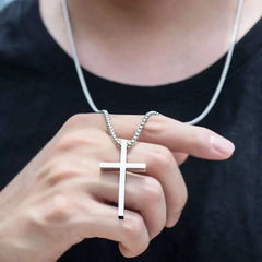 Fashion Titanium Steel Smooth Cross Men's