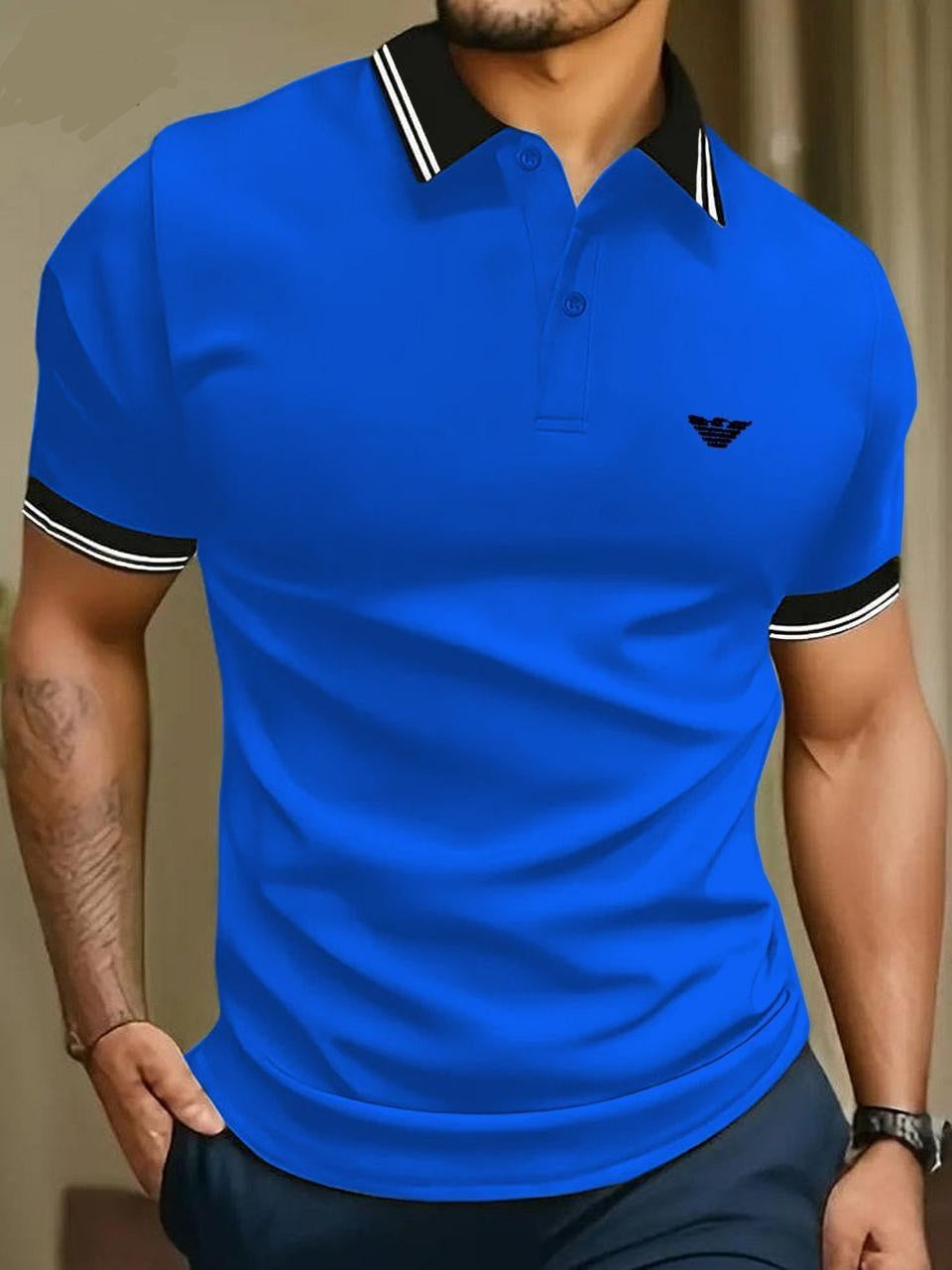 HALF-SLEEVES BLUE POLO T-SHIRT